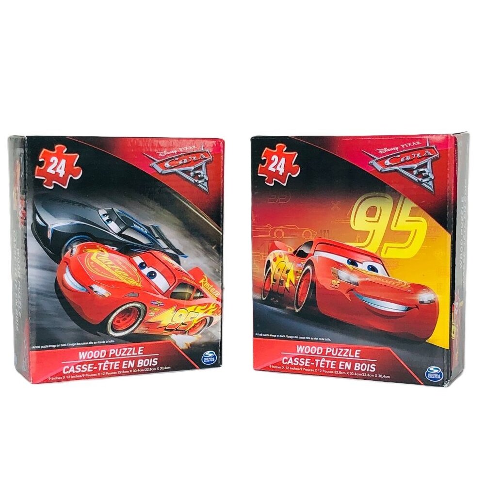 Set of 2 Spin Master Wood 24pcs Puzzle - Disney Cars3  New Sealed